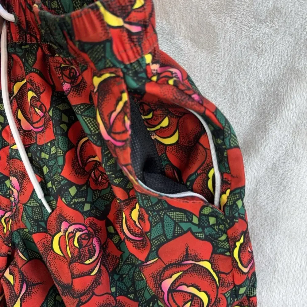 Empyre Rose Print Swim Board Shorts Men's Size Small Pockets Summer Skatercore